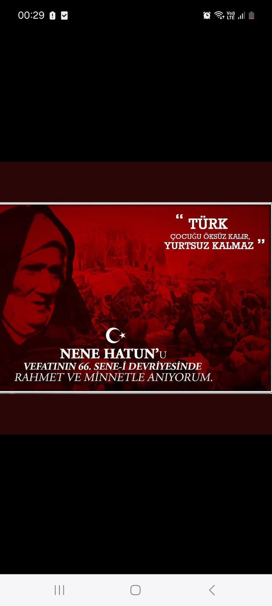 1877-1878 Osmanlı-Rus savaşında “Bebem anasız büyür de; vatansız büyüyemez” diyerek Rus işgaline karşı Aziziye Tabyası'nda savaşan kahraman Türk kadınının sembol ismi #NeneHatun’u rahmet ve minnetle yad ediyorum.