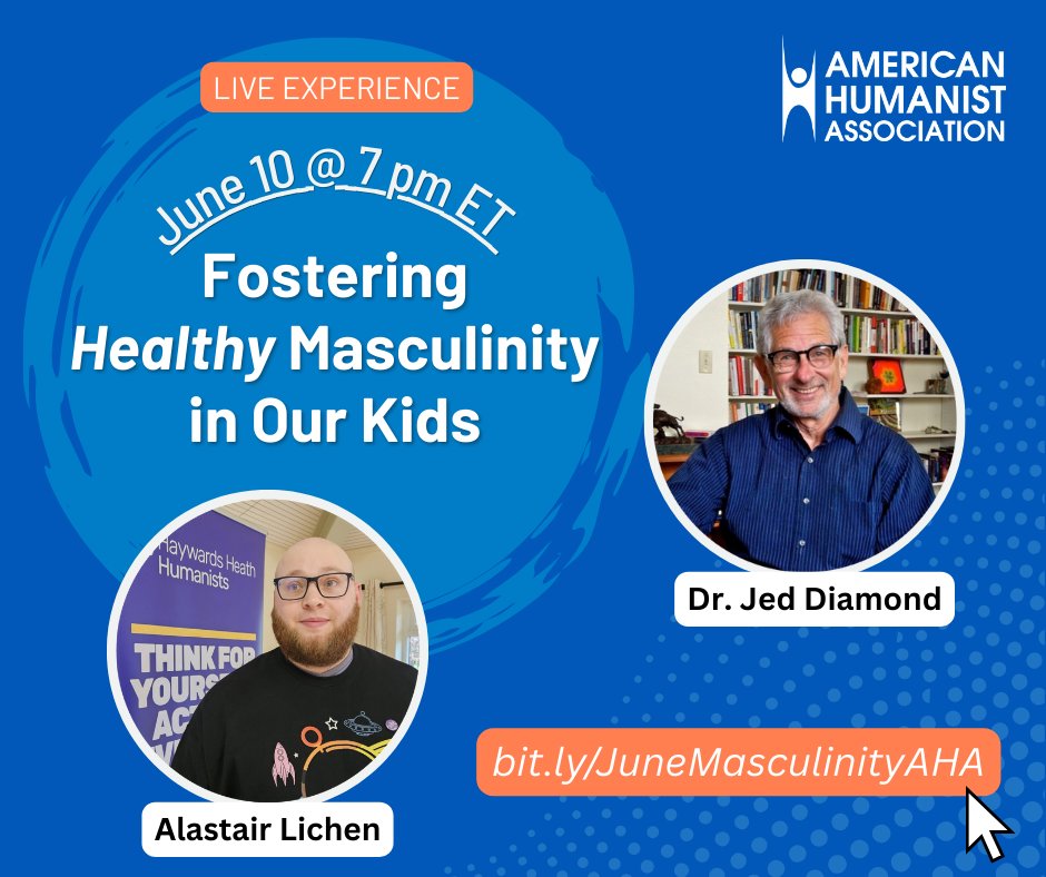 americnhumanist's tweet photo. Are gender roles hurting young boys?

Join dads, Dr. Jed Diamond and Alastair Lichen for a free June 10 webinar on raising boys to grow into human beings who care.
🎟️  https://t.co/QtTKiwXdy3 https://t.co/ybDqMFFBbm