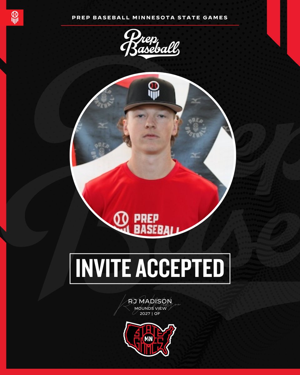 𝗠𝗶𝗻𝗻𝗲𝘀𝗼𝘁𝗮 𝗦𝘁𝗮𝘁𝗲 𝗚𝗮𝗺𝗲𝘀: 𝘐𝘯𝘷𝘪𝘵𝘦 𝘈𝘤𝘤𝘦𝘱𝘵𝘦𝘥 ✅

RJ Madison 
ℹ️ 2027, OF, Mounds View
👤 loom.ly/r1HGnlg

𝘙𝘦𝘲𝘶𝘦𝘴𝘵 𝘺𝘰𝘶𝘳 𝘪𝘯𝘷𝘪𝘵𝘦 ➡️ loom.ly/_dZjLT0