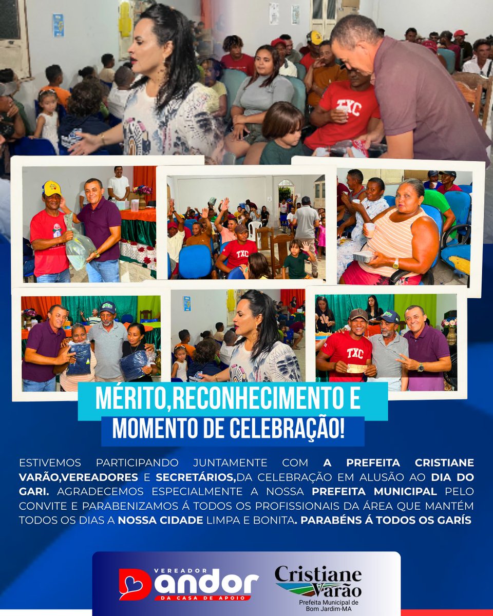 Parabenizamos a todos os Garis da nossa belíssima cidade Bom Jardim Maranhão e agradeço a nossa Prefeita Cristiane Varão pelo convite ❣️❣️❣️❣️