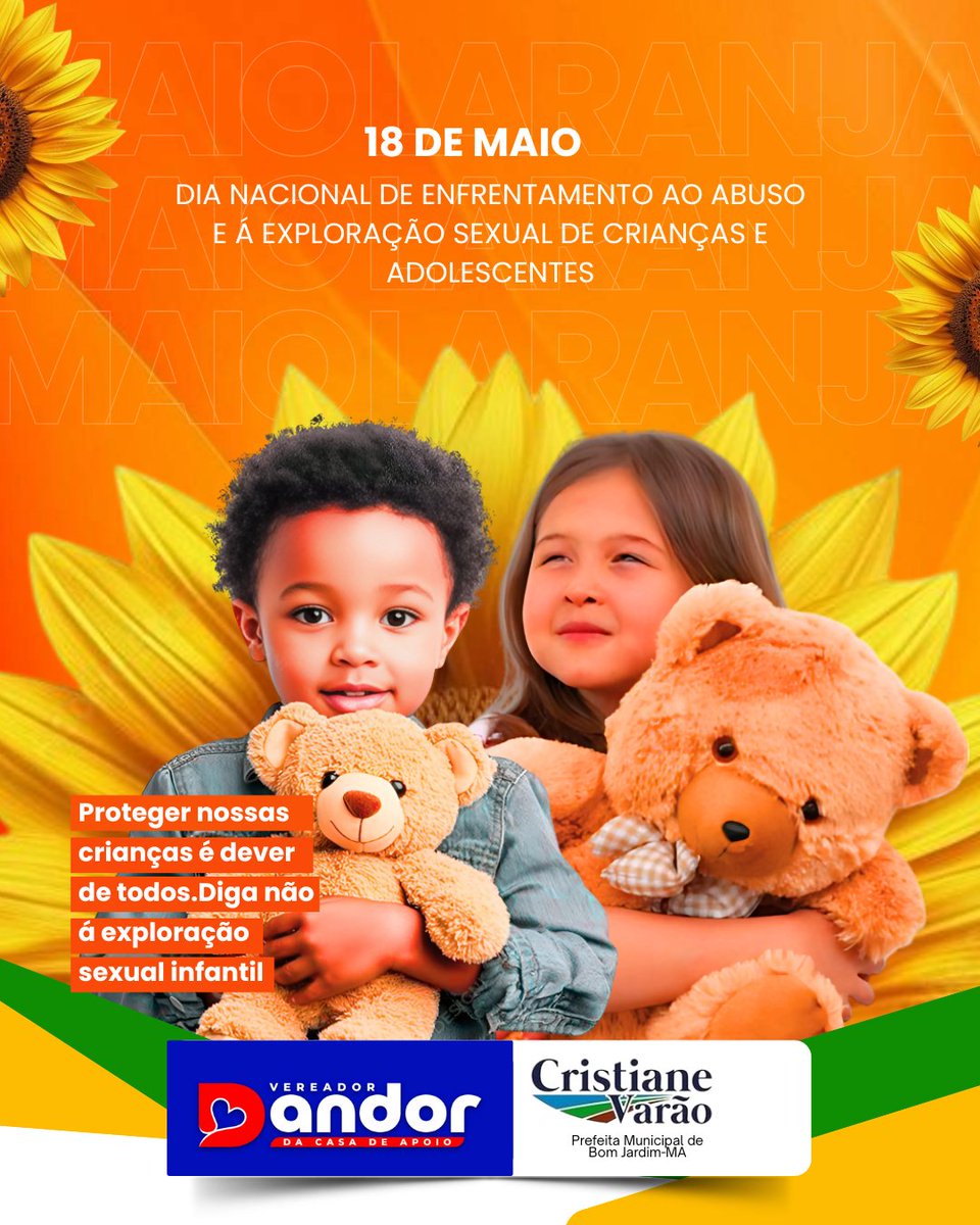 18 de Maio dia Nacional de Enfrentamento a Exploração Sexual de Crianças e Adolescentes /  Maio Laranja