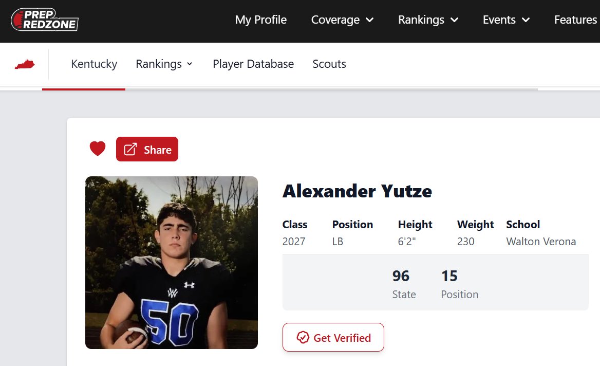 Aj Yutze (@alexander_yutze) on Twitter photo Grateful to be ranked 15th in the state by Prep Redzone as a LB for class of 2027. Next goal is top 10!
<a href="/PrepRedzoneKY/">Prep Redzone Kentucky</a> <a href="/Nevels_Fitness/">Nevels Fitness</a>
<a href="/LippertScouting/">Ryan Lippert</a> <a href="/kyhssportszone/">Kentucky High School Sports Zone</a>
<a href="/wvcoachpence/">Coach Pence</a> <a href="/keegan_linwood/">Keegan Linwood</a>
<a href="/BDPRecruiting/">Bryan Payton</a> <a href="/tsfootball/">TriStateFootball.com</a> Grateful to be ranked 15th in the state by Prep Redzone as a LB for class of 2027. Next goal is top 10!
<a href="/PrepRedzoneKY/">Prep Redzone Kentucky</a> <a href="/Nevels_Fitness/">Nevels Fitness</a>
<a href="/LippertScouting/">Ryan Lippert</a> <a href="/kyhssportszone/">Kentucky High School Sports Zone</a>
<a href="/wvcoachpence/">Coach Pence</a> <a href="/keegan_linwood/">Keegan Linwood</a>
<a href="/BDPRecruiting/">Bryan Payton</a> <a href="/tsfootball/">TriStateFootball.com</a>