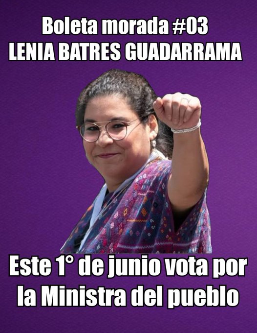 No podría votar por nadie más, Lenia Batres sí representa a pueblo 💜💪

No dejen de votar es 1 de junio