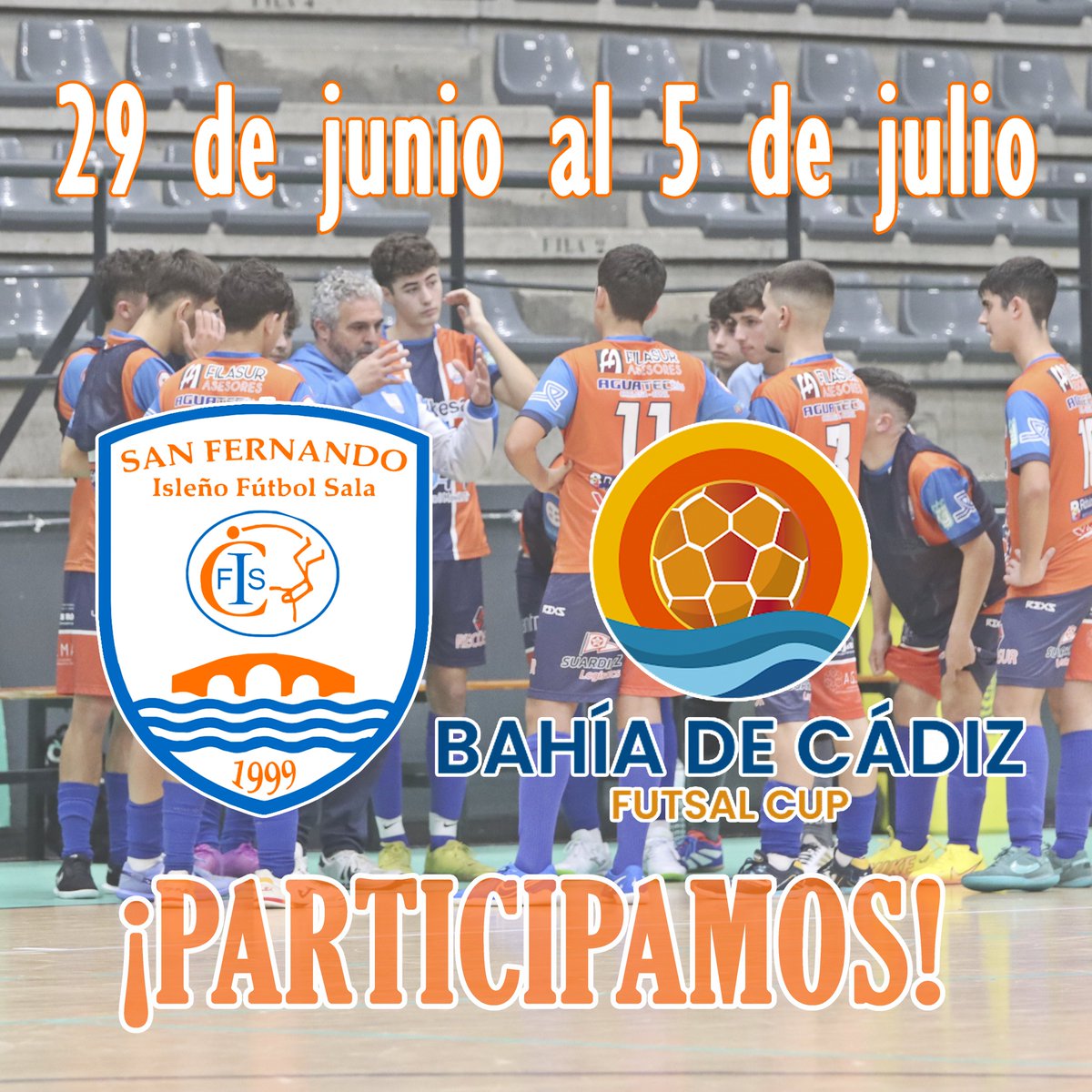 Por primera vez participaremos en la @bahiadecadizfutsalcup entre los próximos 29 de junio y 5 de julio.
Una experiencia en la que jugaremos contra otros equipos de la provincia, pero también de toda España y algunos equipos internacionales
Una experiencia para seguir formándose
