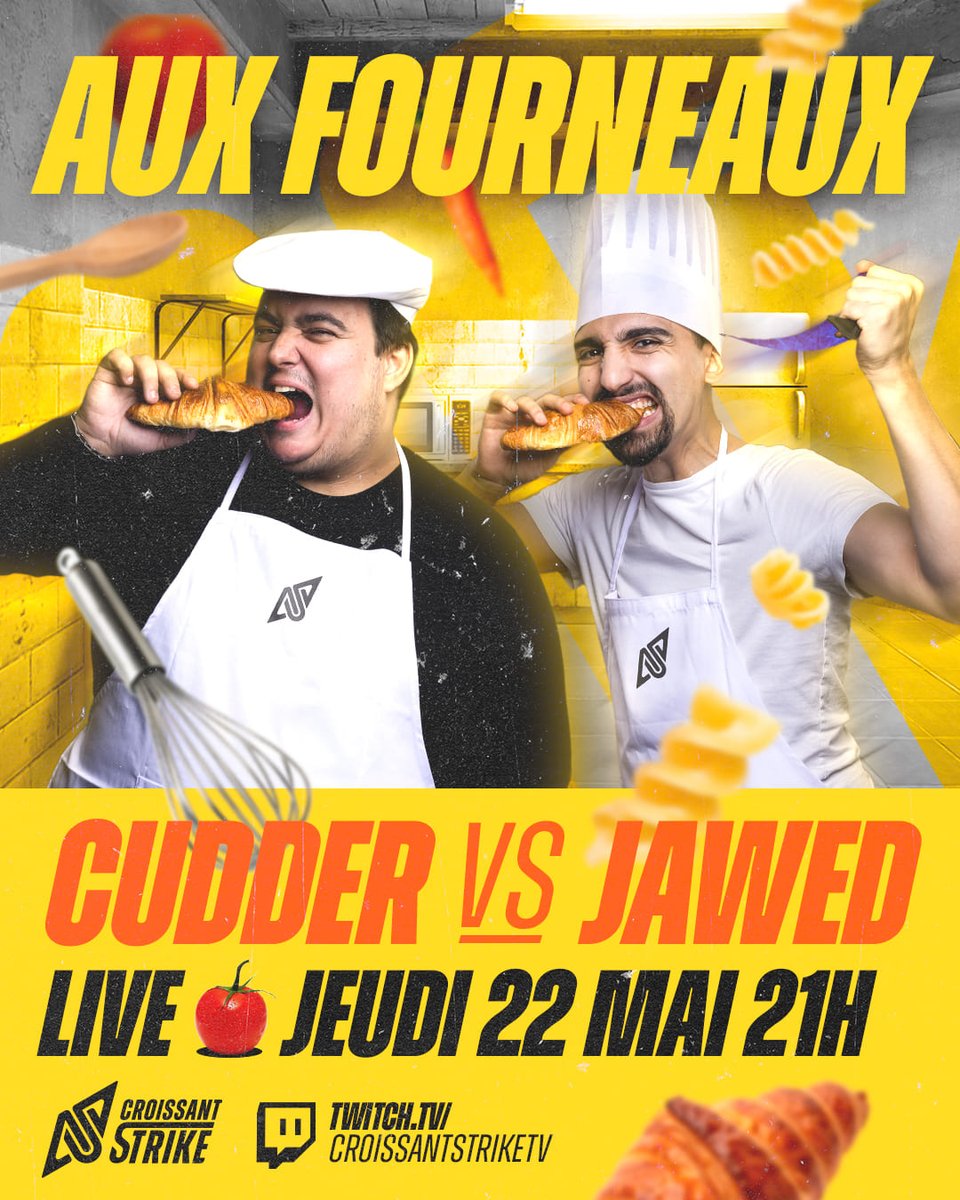 ⚔️ LE PLUS GRAND DUEL DE CHEFS ! 👨‍🍳
🍰 <a href="/JawedCS/">Jawed</a> affrontera 🥘 <a href="/CudderTV/">Lucas Courtin</a> dans un 1v1 cuisine demain à 21h.

Votre pronostic ? 👀