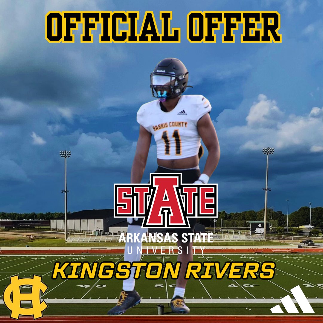 Congrats <a href="/officialk1ng_1/">Kingston Rivers</a> on receiving an offer from <a href="/AStateFB/">Arkansas State Football</a> <a href="/Coach_Twatson66/">Tommy Watson</a> <a href="/RecruitGeorgia/">Recruit Georgia</a> <a href="/BrooksAustinBA/">Brooks Austin</a> <a href="/PrepRedzoneGA/">Prep Redzone Georgia</a> <a href="/GHSFdaily/">GHSF Daily</a> <a href="/BigFaceSportss/">BigFaceSports, (Recruiting & Scouting)</a> <a href="/Get__Recruited/">Get Recruited</a>