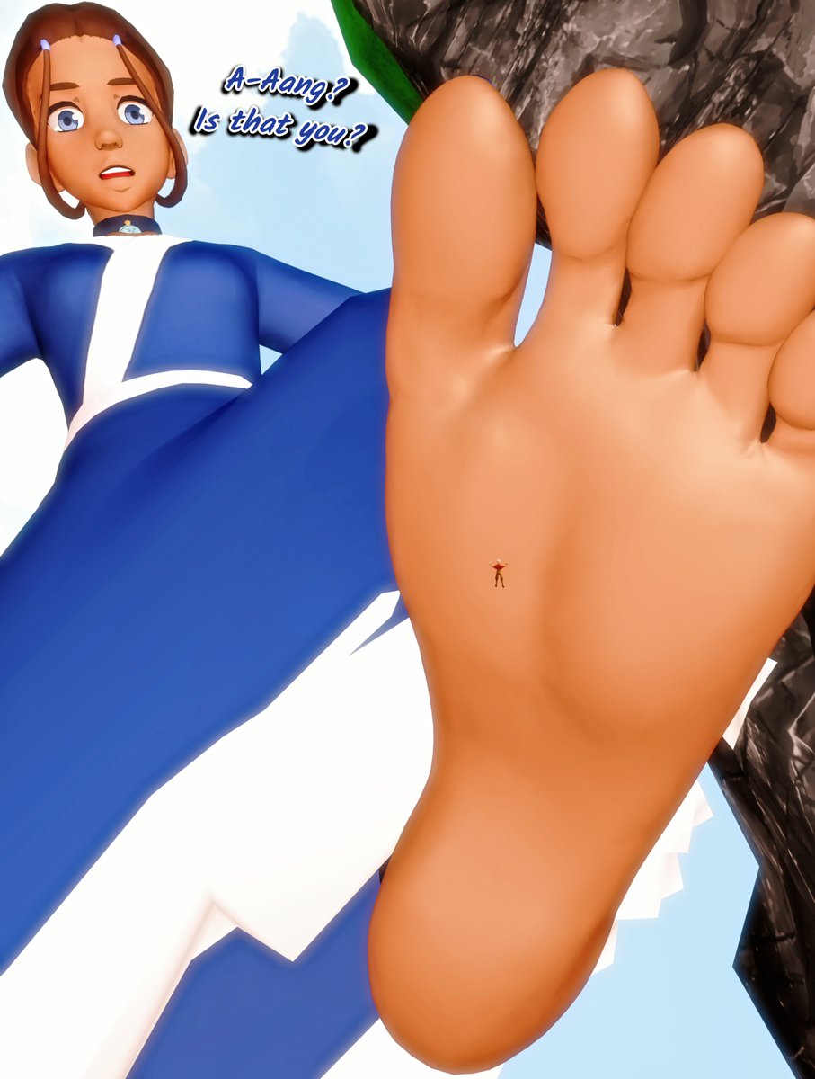 Katara went to the beach for a Waterbending lesson with Aang but was surprised to find him shrunk. The young Avatar likely wishing that she’d noticed him before accidentally stepping on him with her bare foot.

#Giantess #sizetwitter