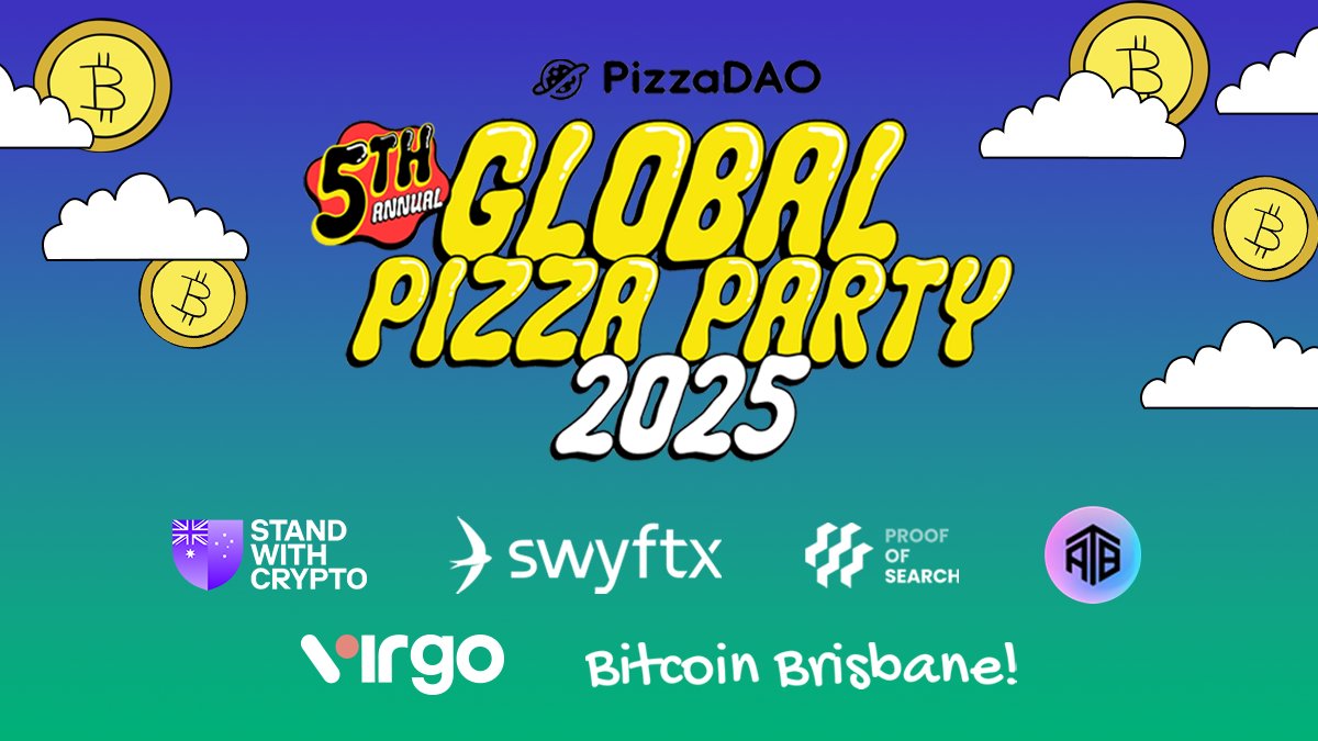 Stand With Crypto Australia (@standwcrypto_au) on Twitter photo We're celebrating Bitcoin Pizza Day today with an event in Brisbane too!
We've got a huge lineup with other major sponsors, including:
โข <a href="/Pizza_DAO/">PizzaDAO.eth ๐๐ดโโ ๏ธ</a>
โข <a href="/SwyftxAU/">Swyftx</a>
โข Proof of Search
โข All Things Blockchain
โข @CryptoVirgo
The event is today at 5:30pm till 8pm at the Felon We're celebrating Bitcoin Pizza Day today with an event in Brisbane too!
We've got a huge lineup with other major sponsors, including:
โข <a href="/Pizza_DAO/">PizzaDAO.eth ๐๐ดโโ ๏ธ</a>
โข <a href="/SwyftxAU/">Swyftx</a>
โข Proof of Search
โข All Things Blockchain
โข @CryptoVirgo
The event is today at 5:30pm till 8pm at the Felon