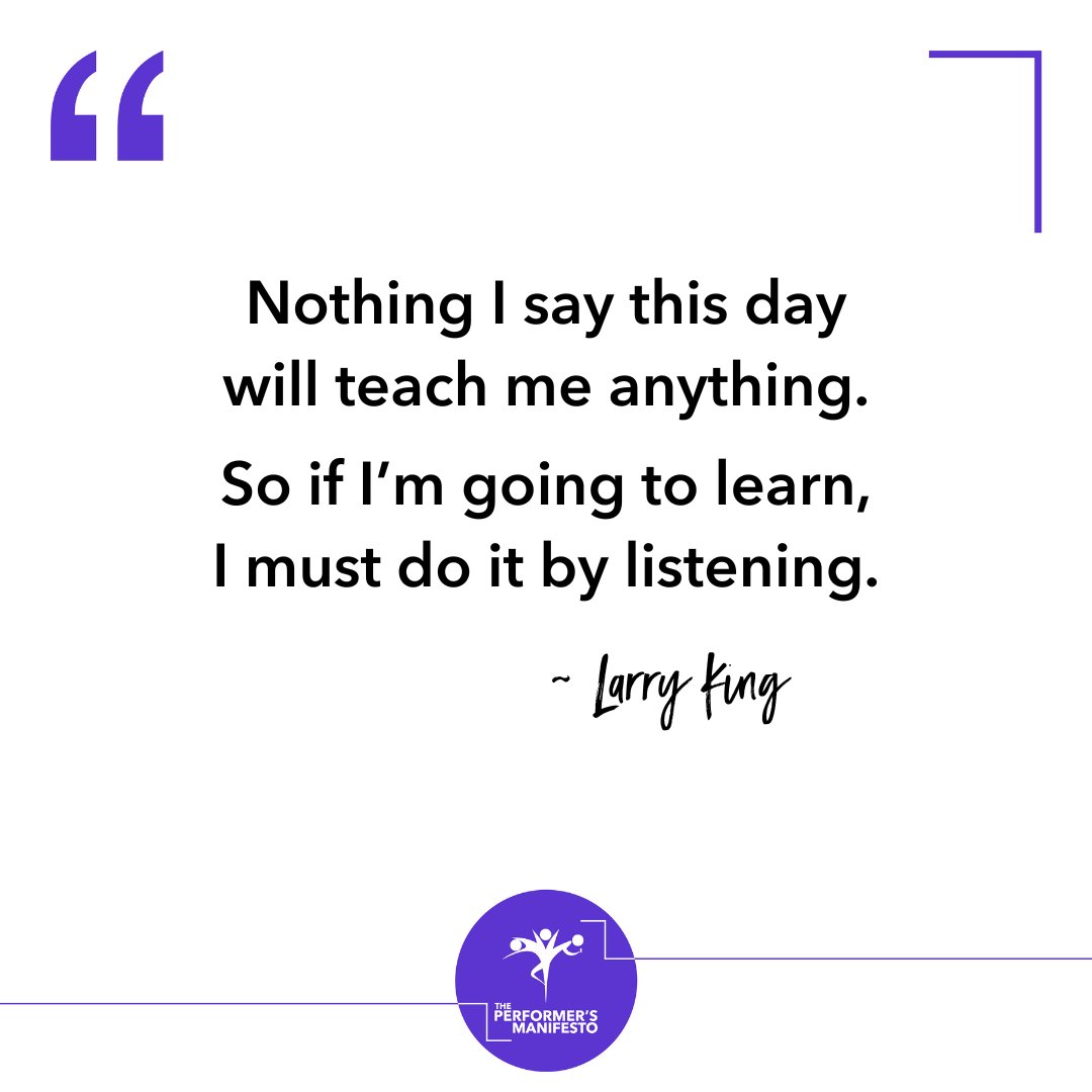 ThePerformersMO's tweet photo. “Nothing I say this day will teach me anything. So if I’m going to learn, I must do it by listening.” ~ #LarryKing

#CreateYourSuccess #inspoquote https://t.co/mdbaC94dMg