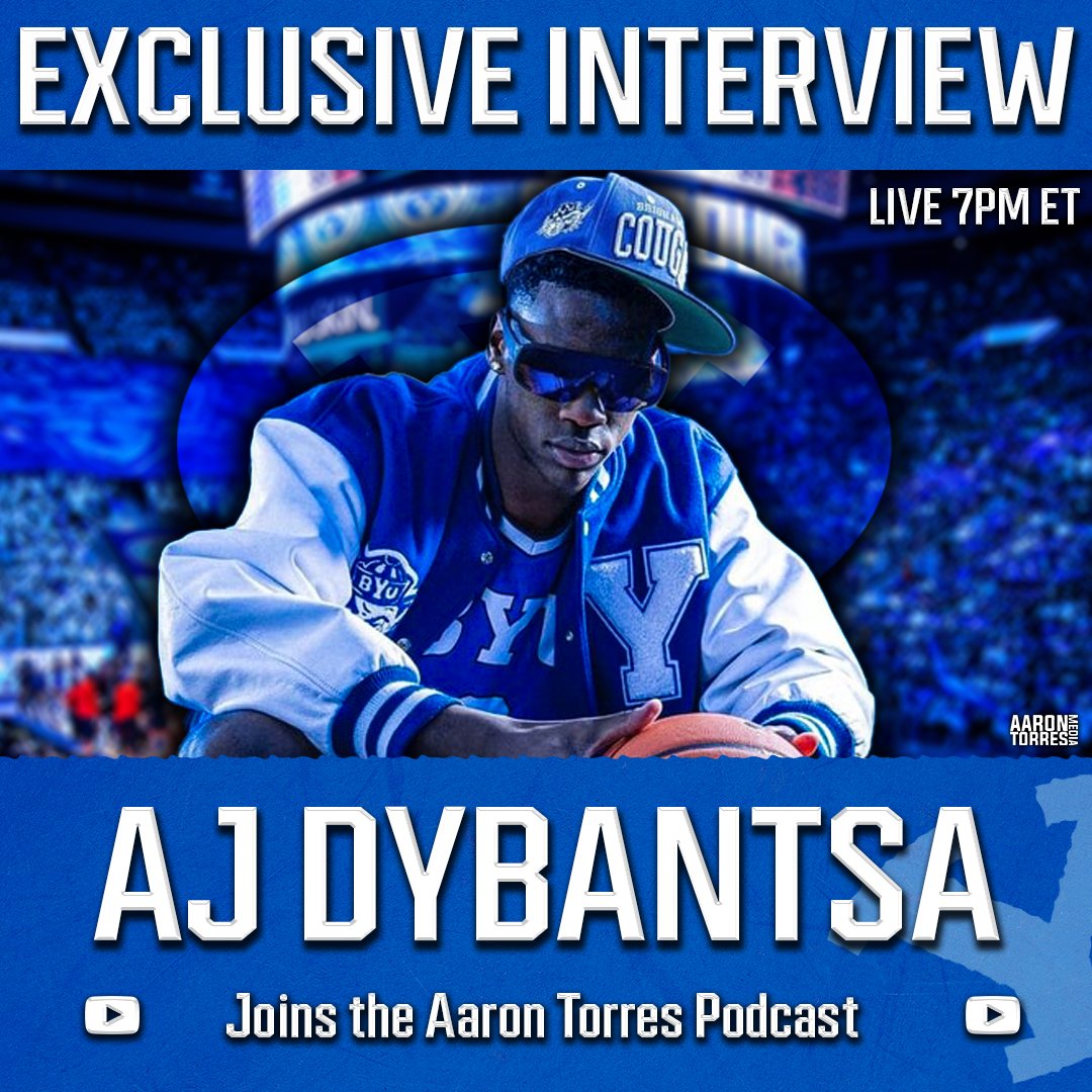 Aaron Torres (@aaron_torres) on Twitter photo 🚨🚨Half hour from now: FIRED UP to welcome in BYU freshman + future lottery pick AJ Dybantsa to the <a href="/AaronTorresPod/">Aaron Torres Podcast</a>. We discuss
* His first weeks in Provo
* The real reason he chose BYU + truth on NIL
* Expectations for BYU this year
Join us. 7pm ET
📺youtube.com/watch?v=dNsTKb… 🚨🚨Half hour from now: FIRED UP to welcome in BYU freshman + future lottery pick AJ Dybantsa to the <a href="/AaronTorresPod/">Aaron Torres Podcast</a>. We discuss
* His first weeks in Provo
* The real reason he chose BYU + truth on NIL
* Expectations for BYU this year
Join us. 7pm ET
📺youtube.com/watch?v=dNsTKb…