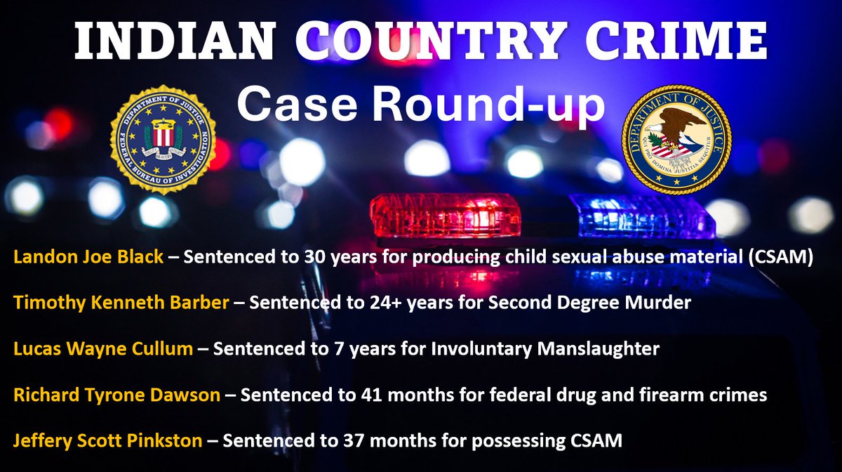 FBI Oklahoma City (@fbioklahomacity) on Twitter photo The #FBI plays a crucial role in combating crimes in Indian Country. Our work with <a href="/USAO_EDOK/">U.S. Attorney EDOK</a> resulted in the sentencing of these 5 defendants just last week. To read about each case, visit justice.gov/usao-edok/pr. The #FBI plays a crucial role in combating crimes in Indian Country. Our work with <a href="/USAO_EDOK/">U.S. Attorney EDOK</a> resulted in the sentencing of these 5 defendants just last week. To read about each case, visit justice.gov/usao-edok/pr.