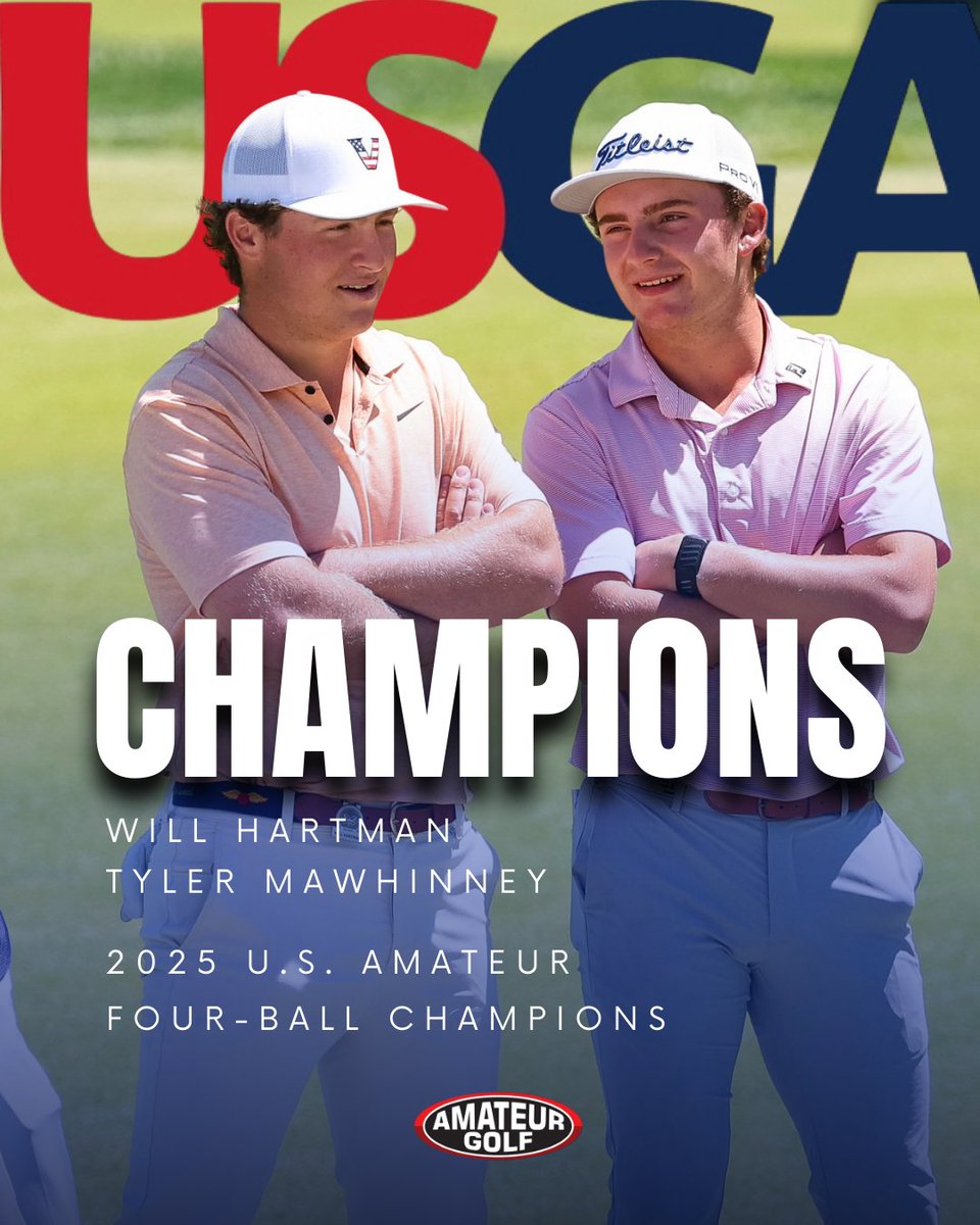 🏆 Champions Crowned at Plainfield!
Will Hartman &amp; Tyler Mawhinney are your 2025 U.S. Amateur Four-Ball champions! They defeated Evan Beck &amp; Dan Walters 3&amp;1 in the final at historic Plainfield Country Club.
From a 23-hole quarterfinal thriller to a dominant finish in the