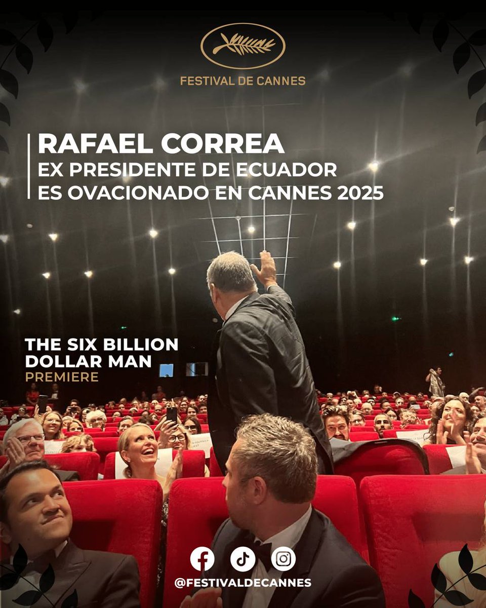 👏Nuestro querido <a href="/MashiRafael/">Rafael Correa</a> es ovacionado en #Cannes2025

#ElMashiEnCannes