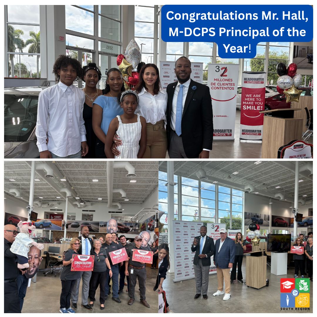 South Region Office (@mdcpssouth) on Twitter photo Congratulations to Mr. Hall, our <a href="/MDCPS/">Miami-Dade Schools</a> Principal of the Year as he was the recipient of the Headquarter Toyota Car Giveaway earlier this week. <a href="/SuptDotres/">Jose L. Dotres, Ed.D.</a> <a href="/city_leisure/">Leisure City K-8 Center</a> #YourBestChoiceMDCPS #thealmightysouth #latepost Congratulations to Mr. Hall, our <a href="/MDCPS/">Miami-Dade Schools</a> Principal of the Year as he was the recipient of the Headquarter Toyota Car Giveaway earlier this week. <a href="/SuptDotres/">Jose L. Dotres, Ed.D.</a> <a href="/city_leisure/">Leisure City K-8 Center</a> #YourBestChoiceMDCPS #thealmightysouth #latepost