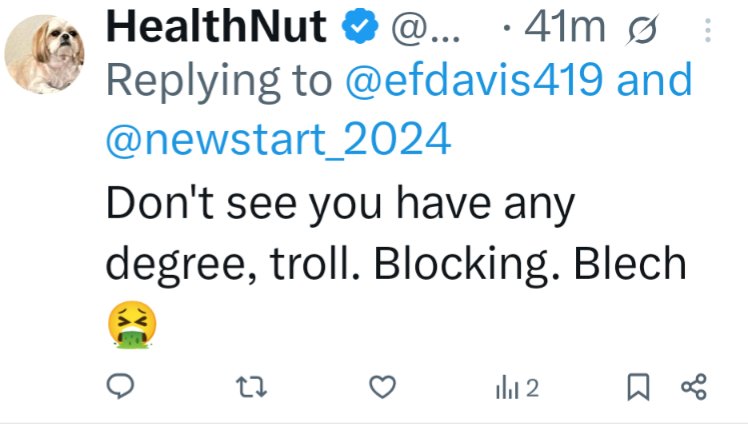 efdavis419's tweet image. I challenged this brilliant poster to a one on one discussion on Wakefield's shitty paper and this is what I got before they ran away and blocked me! I think I might have a degree or 2 more than they do