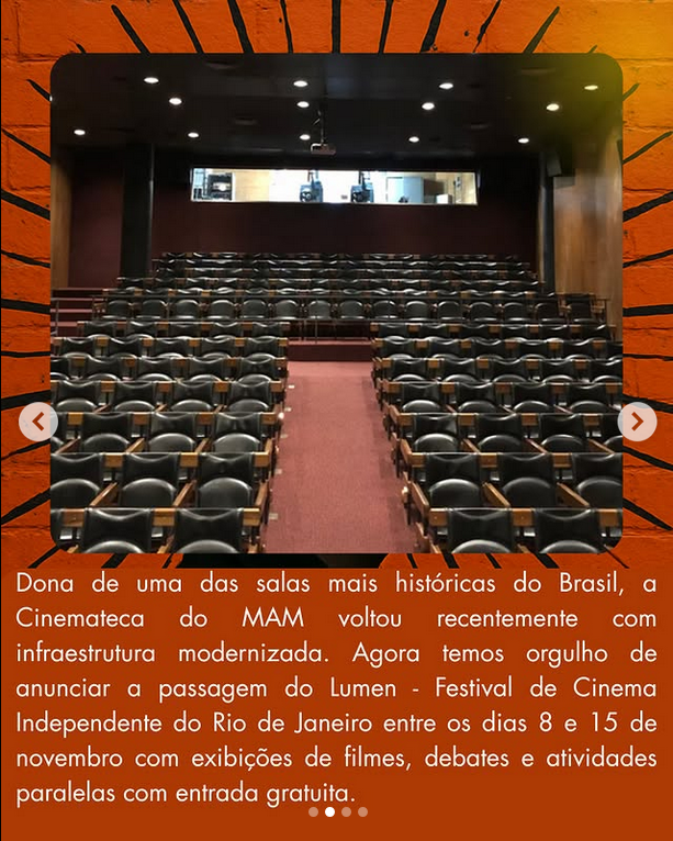 lumenfilmfest's tweet photo. A histórica sala da Cinemateca do MAM será uma das casas do Lumen - Festival de Cinema Independente do Rio de Janeiro!
Saiba mais em nosso post e envie o seu filme!
#cinematecadomam #cinemateca #mamrio #cinemabrasileiro #indiecinema #diycinema #lumen #callforentries #opencalls https://t.co/QRPyCpwFWR