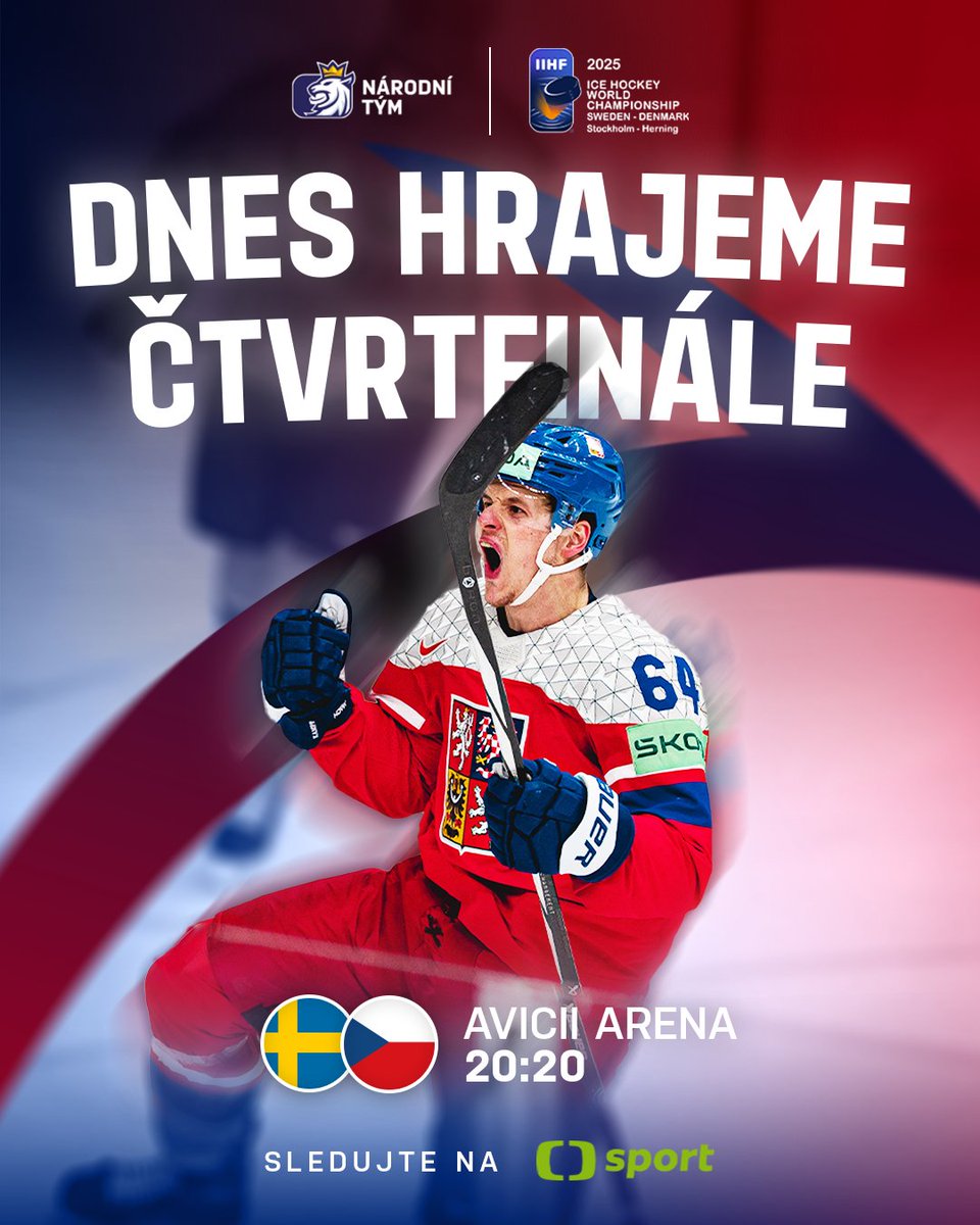 Je to tady! Národní tým jde dnes večer do boje o semifinále. 👊

Kdo z vás se chystá fandit? 🙋‍♂️

#SWECZE #MensWorlds #narodnitym