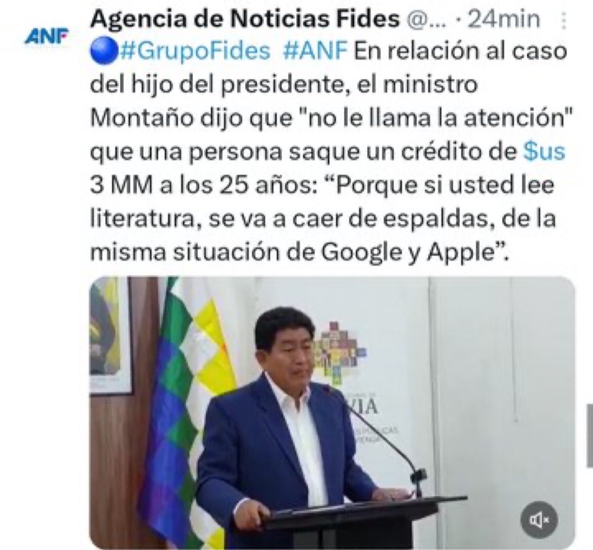 Hay que estar bien tonto para ser como él. Ha superado a todos. En serio es Ministro? Claro que si. Basta ver a su presidente, y entiendes que Bolivia estuvo gobernada por ignaros.