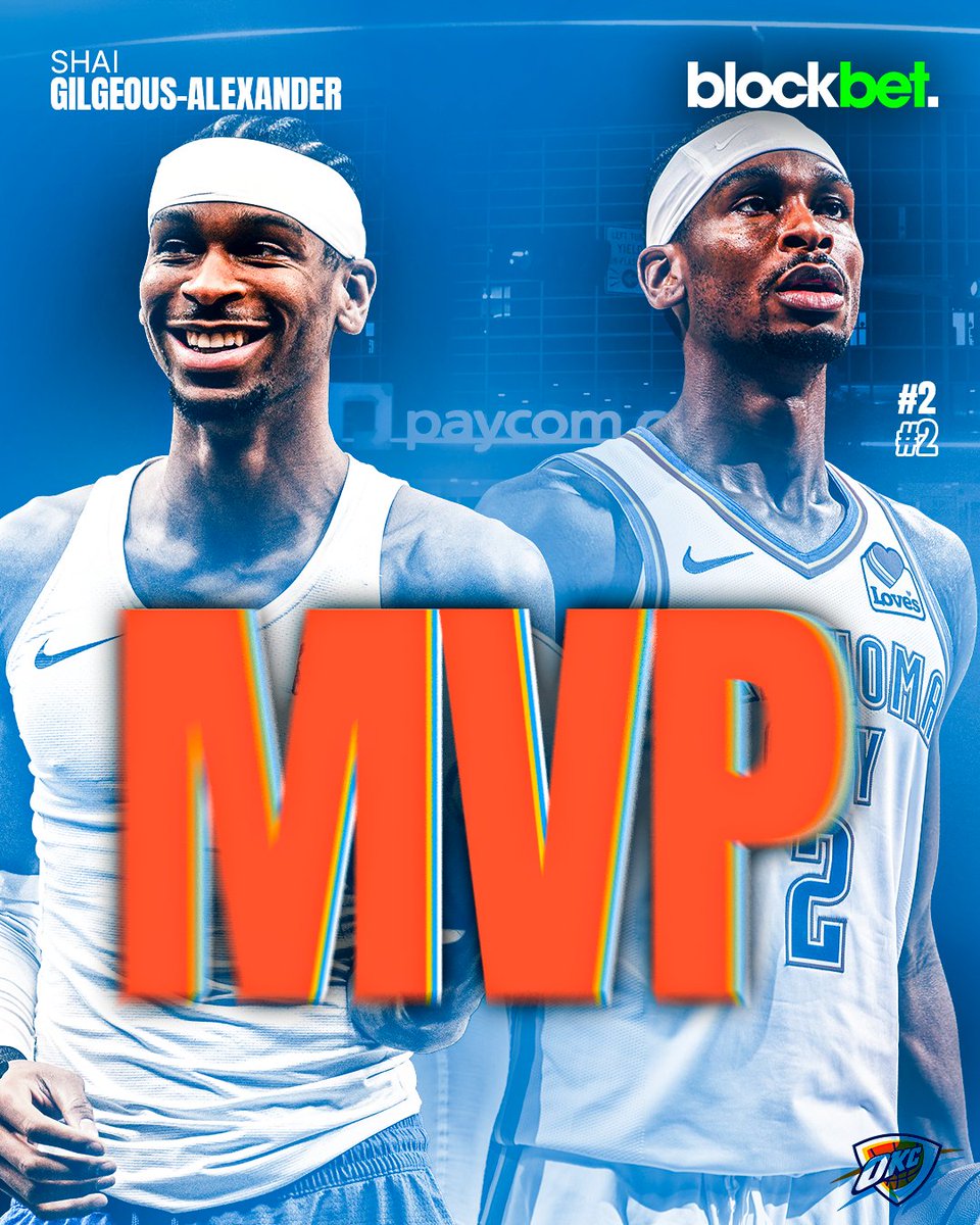 🏆 Shai Gilgeous-Alexander is the NBA 2024-25 MVP!

1st in PPG (32.7) 
1st in total PTS (2,484) 
1st in 20-point games (75) 
1st in 30-point games (49) 
1st in 40-point games (13) 
1st in 50-point games (4) 
1st in plus-minus (+918) 

One of the greatest offensive seasons ever.