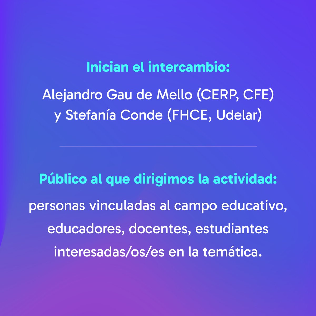 Invitamos a participar del Primer Conversatorio: Interrogantes y desafíos actuales para el derecho a la educación.
Inscripciónes 👉 shorturl.at/NHoYJ
Seguí la transmisión por YouTube 👉 shorturl.at/BL7VS