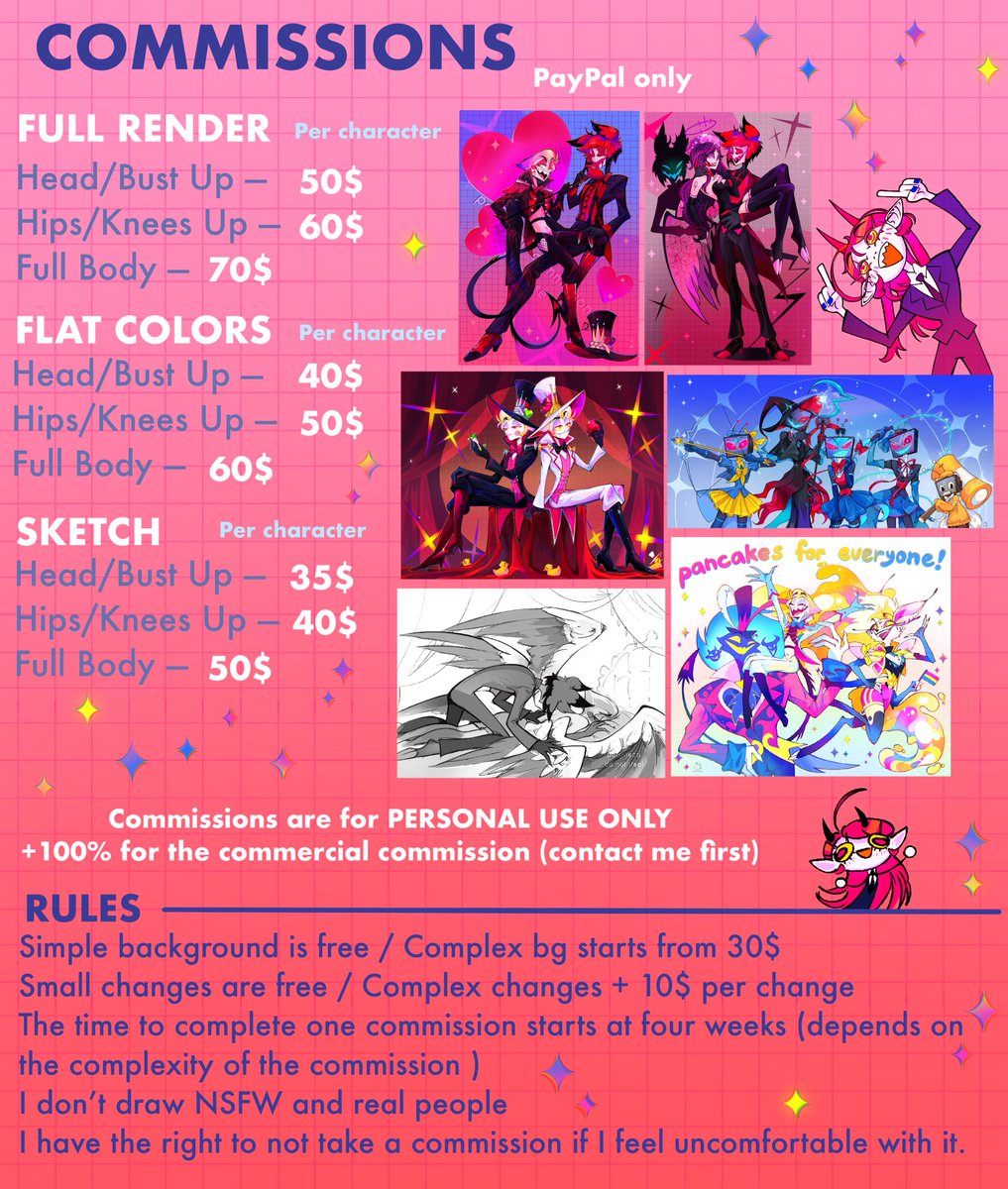 __ponyhead__'s tweet image. My new
✨💫COMMISSION SHEET 💫✨
Now I’m also offering sketches and flats~
DM me on Twitter if you interested