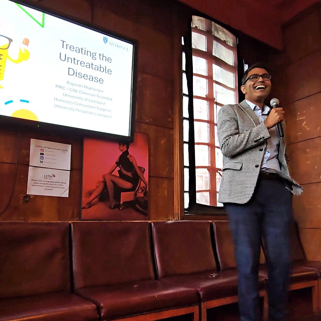 Rajarshi Mukherjee (@rishimukher) on Twitter photo Had a fantastic evening talking at the <a href="/pintofscience/">Pint of Science UK</a> festival at the Ship & Mitre in Liverpool this evening about 'Treating the Untreatable Disease.'
Never thought the beginning of my stand-up career would look like this😉😬
#Pint25 #ppie #teamscience Had a fantastic evening talking at the <a href="/pintofscience/">Pint of Science UK</a> festival at the Ship & Mitre in Liverpool this evening about 'Treating the Untreatable Disease.'
Never thought the beginning of my stand-up career would look like this😉😬
#Pint25 #ppie #teamscience