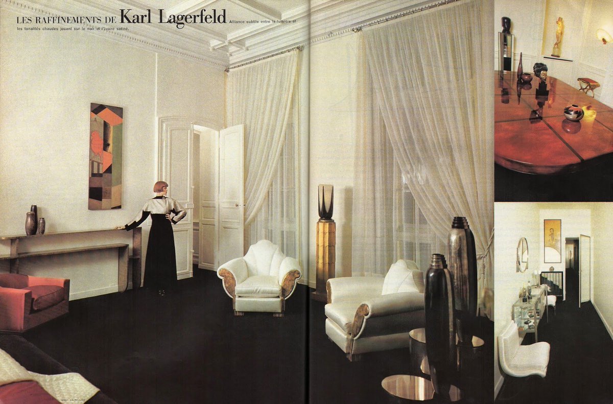 martlehner's tweet image. Apartamento Art Déco de Karl Lagerfeld em Paris, publicado na Vogue de 74. Fotografado por Horst P Horst