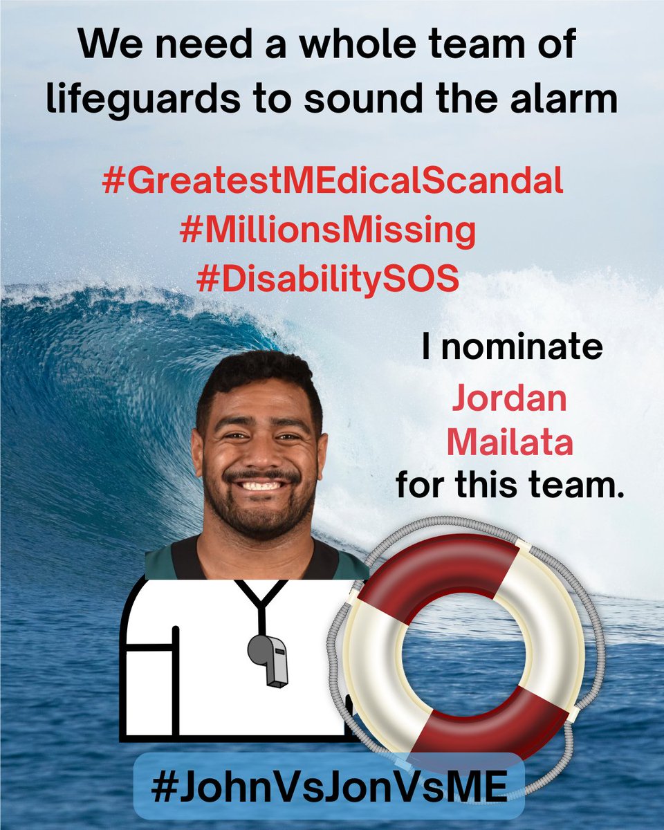 JohnVsJonVsME's tweet image. We’re sending out a #DisabilitySOS to @jordan_mailata! Will you help us raise awareness about #GreatestMEdicalScandal &amp;amp; bring #MillionsMissing back to safety (and life)? 🙏🛟 Learn more at johnvsjon.com #JohnVsJonVsME #MyalgicEncephalomyelitis #MEAwarenessMonth #GoBirds