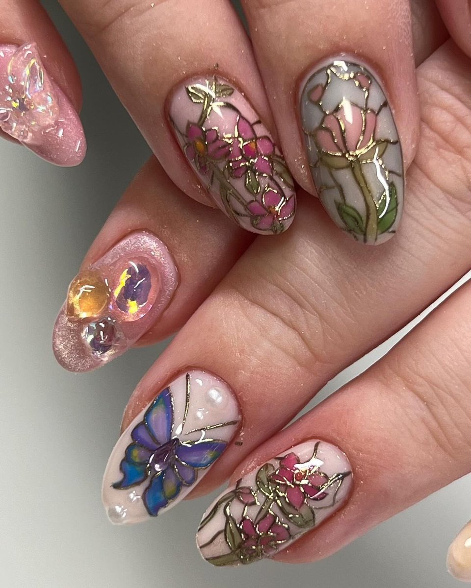 300moods's tweet image. Stained glass nail art