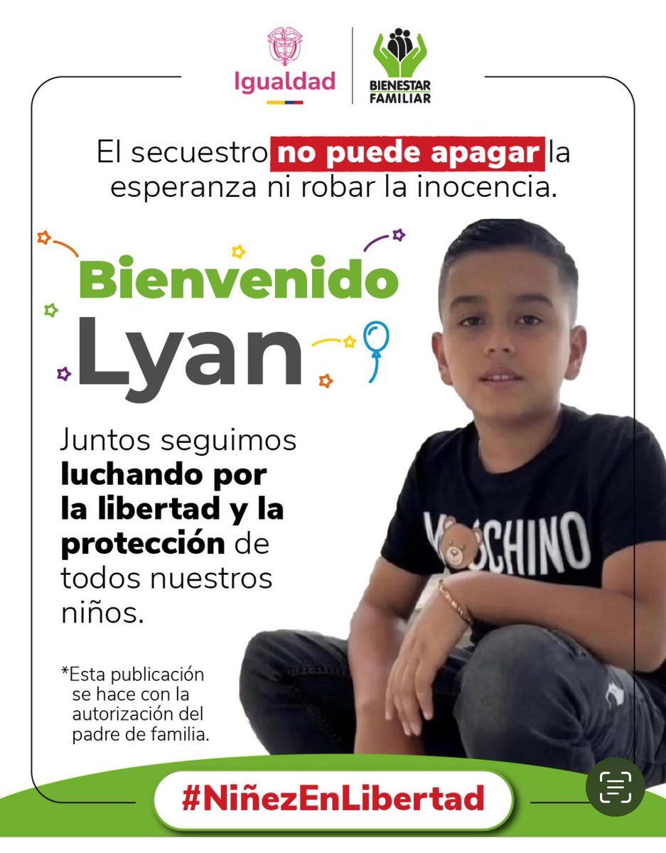 !! Celebramos tu regreso, una gran noticia! Y seguimos condenando el uso de los niños y niñas como mercancía, NUNCA MÁS un secuestro, menos de un niño o niña. El reclutamiento y el secuestro de niños y niñas no tiene rebajas y son de la más alta gravedad delictiva.