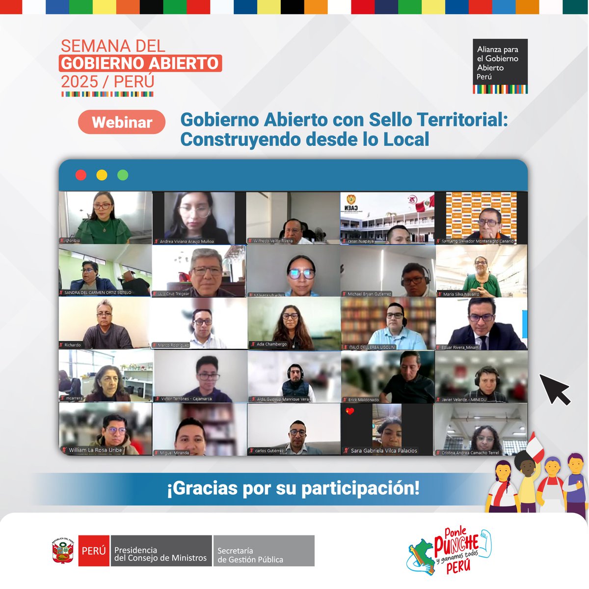 #SemanadeGobiernoAbierto #Perú
💻 Nuestro webinar “𝗚𝗼𝗯𝗶𝗲𝗿𝗻𝗼 𝗔𝗯𝗶𝗲𝗿𝘁𝗼 𝗰𝗼𝗻 𝗦𝗲𝗹𝗹𝗼 𝗧𝗲𝗿𝗿𝗶𝘁𝗼𝗿𝗶𝗮𝗹: 𝗖𝗼𝗻𝘀𝘁𝗿𝘂𝘆𝗲𝗻𝗱𝗼 𝗱𝗲𝘀𝗱𝗲 𝗹𝗼 𝗟𝗼𝗰𝗮𝗹” nos ha permitido recoger experiencias y recomendaciones de cinco expertos internacionales