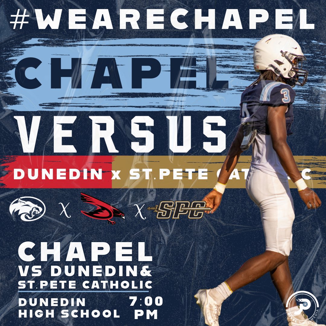 Strap In. It’s Go Time. 🚾
Chapel takes on Dunedin and St. Pete Catholic this Thursday night.
We’re not coming to play, we’re coming to dominate.
📍 Dunedin High School
🕖 7:00 PM
Stand with us. Ride with us. 🏈💥

_
#WEARECHAPEL #RAISETHEBAR