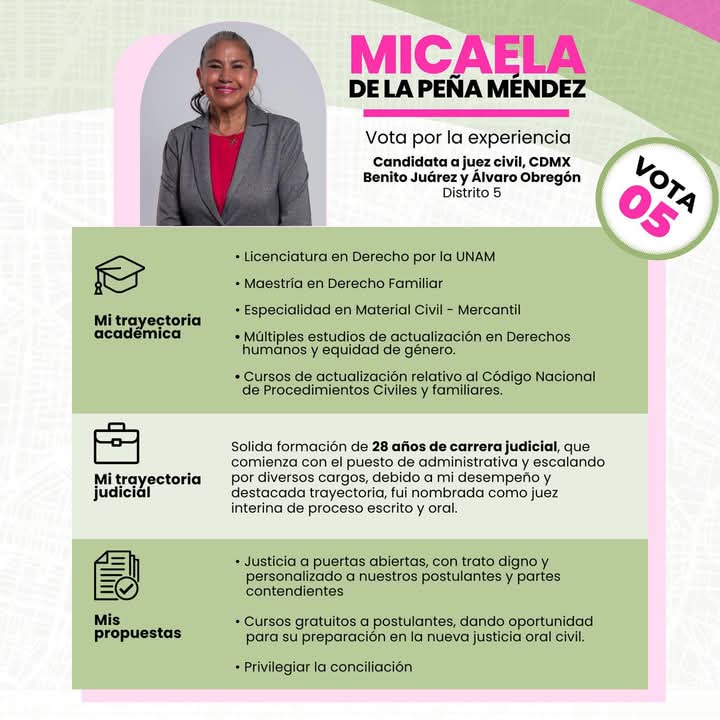 MtraMicaela's tweet photo. Nuestras elecciones 🗳️ se acercan, este 1 de junio te invito a que des un voto informado. Te comparto mi trayectoria, mi preparación y mis propuestas. ¿Tienes dudas? Mándame DM. Recuerda #MicaTeExplica es el 0️⃣5️⃣ en la boleta verde 💚, distrito 5. #BenitoJuárez #álvaroObregón https://t.co/bpdYe2buz7
