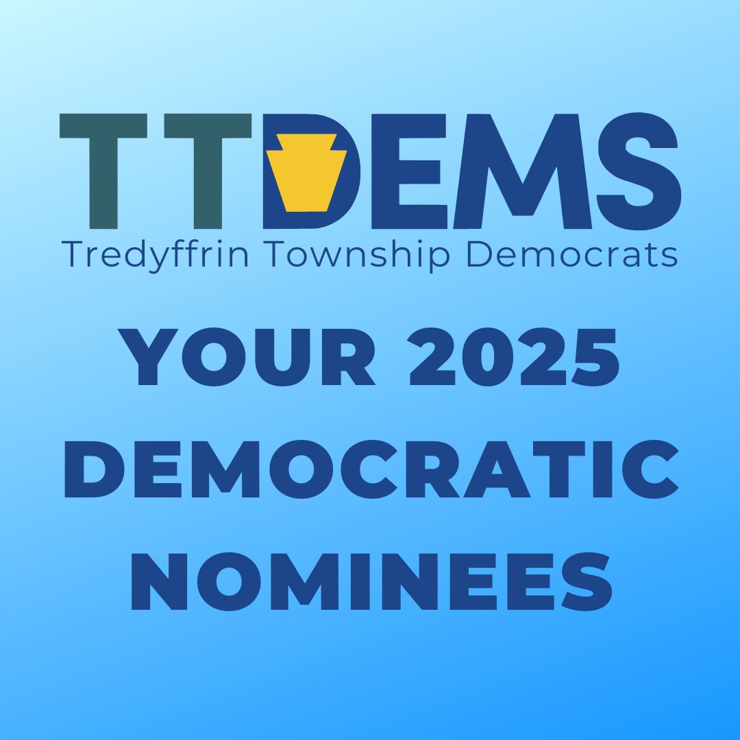 TTDems's tweet photo. BREAKING: The 2025 Democratic slate is set in Tredyffrin! 🎉

✅ County, school board, township, &amp; statewide nominees
✅ Proven leadership
✅ Fighting for our values
We need your help to win in November.
💸 Chip in here: https://t.co/fOAwDwJ7gN #PApolitics #VoteBlue #2025election https://t.co/GqQKCVGNLN