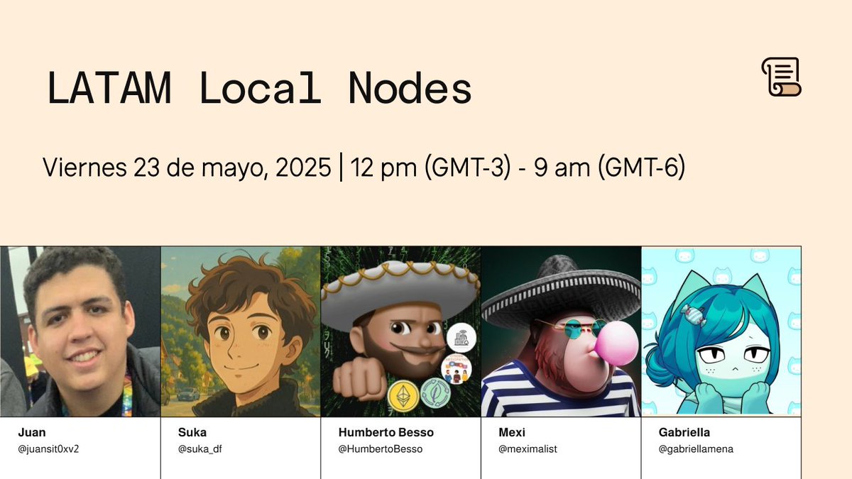 Scroll ES 📜 (@scroll_es) on Twitter photo ¡Este viernes tendremos un Spaces muy especial con invitados de Argentina y México para hablar sobre sus propuestas de construir un Local Node de <a href="/Scroll_ZKP/">Scroll</a> en sus países!
🎙️ Con <a href="/juansit0xv2/">Juan 📜</a> <a href="/suka_df/">Suka | SEED</a> <a href="/HumbertoBesso/">HBesso31.eth 🇲🇽</a> <a href="/meximalist/">mexi</a> y <a href="/gabriellamena/">Gabriella Mena</a>
Únete a nosotros a las 9 a.m. ¡Este viernes tendremos un Spaces muy especial con invitados de Argentina y México para hablar sobre sus propuestas de construir un Local Node de <a href="/Scroll_ZKP/">Scroll</a> en sus países!
🎙️ Con <a href="/juansit0xv2/">Juan 📜</a> <a href="/suka_df/">Suka | SEED</a> <a href="/HumbertoBesso/">HBesso31.eth 🇲🇽</a> <a href="/meximalist/">mexi</a> y <a href="/gabriellamena/">Gabriella Mena</a>
Únete a nosotros a las 9 a.m.