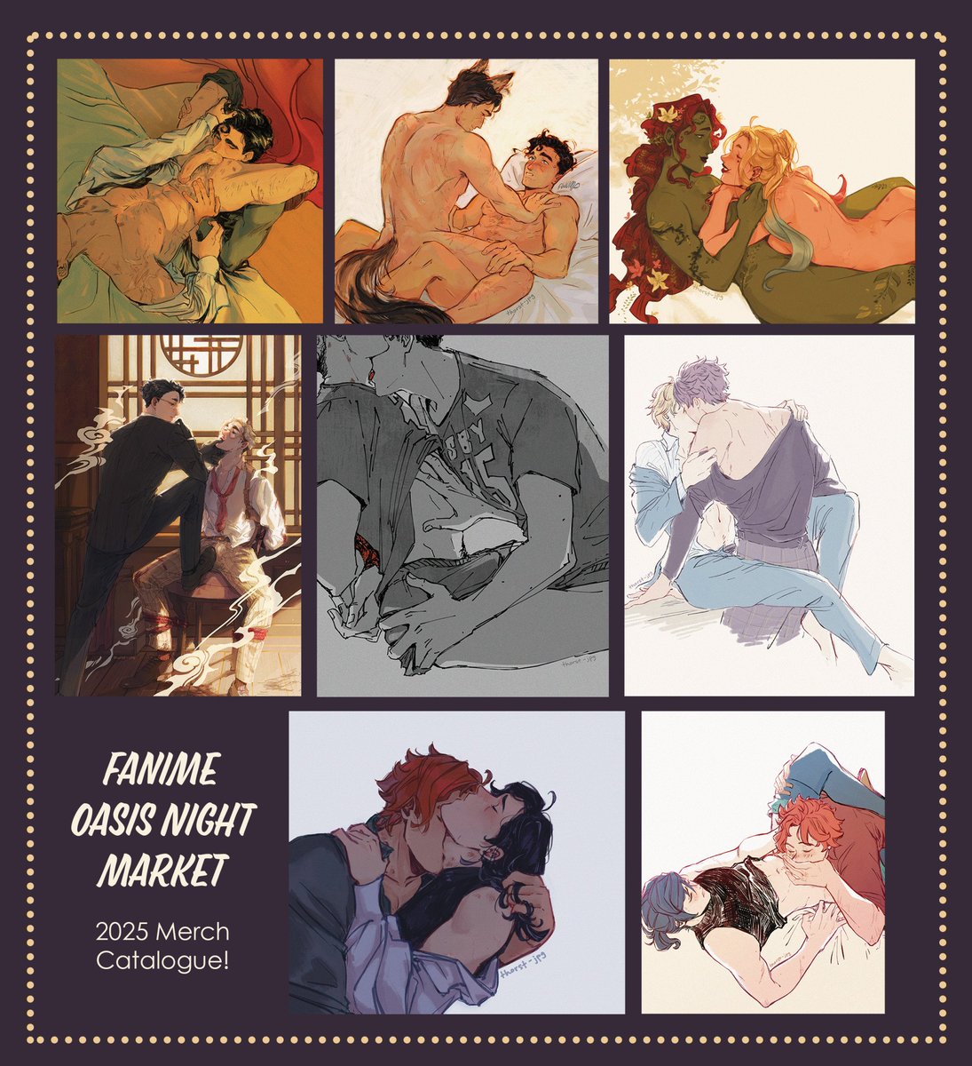 here's the nsfw portion of my merch catalogue for fanime's 18+ night market this weekend (may 23-26)!! i'll also be part of an omegaverse stamp rally :DD please come by and say hi if you're at the con! 💕