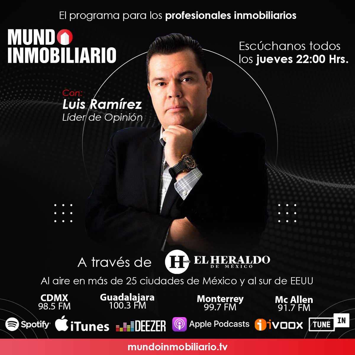 LegalGlobalC's tweet photo. 📻  No te pierdas mañana nuestro programa de radio #MundoInmobiliario en punto de las 22:00 Hrs.
Y mantente al día sobre todo lo que está sucediendo en el sector.
Sintoniza el 98.5 FM CDMX, estaciones hermanas en toda la República Mexicana así como por #ElHeraldoRadio. https://t.co/FFeAGBY8QC