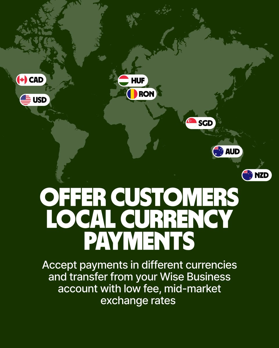 With Wise Business, you can receive payments in 9+ currencies like a local 🎉

Whether you’re an e-commerce company in the UK with customers in Europe (EUR) or a Singaporean consulting firm with clients in US (USD), we've made it easy to access and share your account details. 💼