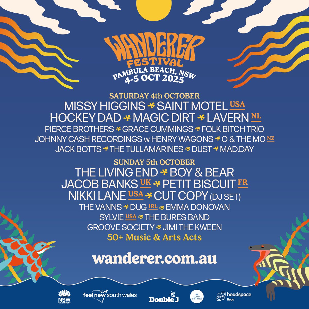 Wanderer Festival is back, baby!! Dust off your dancing shoes and get ready to enjoy NSW's beautiful Sapphire Coast while catching tunes from Missy Higgins, SAINT MOTEL, The Living End, Boy &amp; Bear and so many more.

Get all the ticket info here 👉 bit.ly/438YLFF