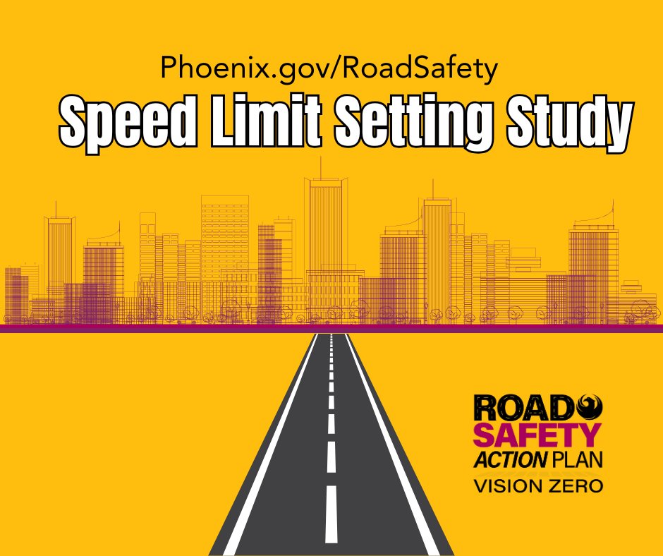 #Speeding is a major contributing factor to fatal and severe injury crashes. Phoenix is developing a new speed limit setting procedure, and we want to hear from you.

Provide your input in the Speed Limit Setting Survey at Phoenix.gov/RoadSafety!

#RoadSafety #VisionZero