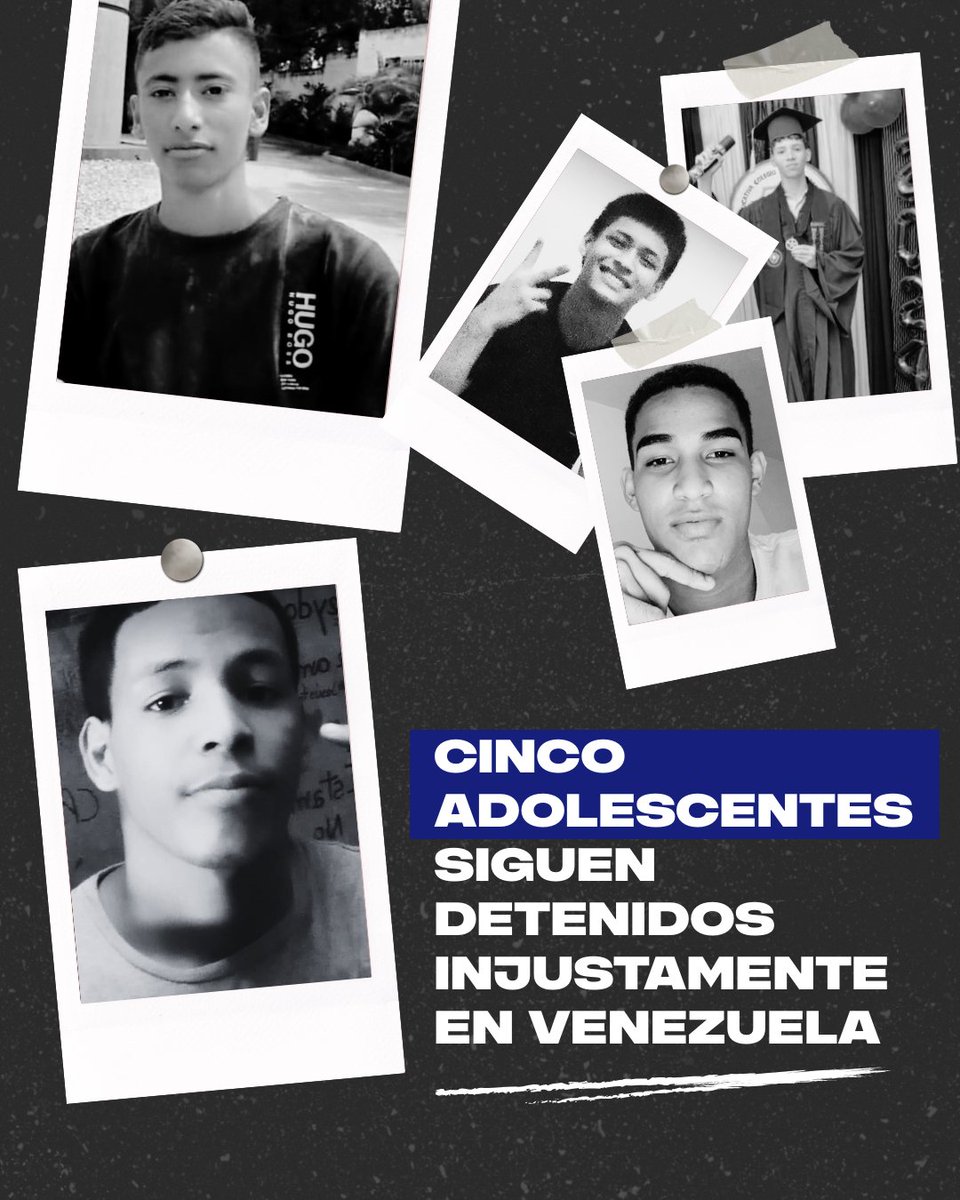 Ángel, Abrahám, Gabriel, Jonathan y Luisneidel.
¡5 nombres, 5 sueños truncados! Exigimos su liberación INMEDIATA. #LibertadALos5Adolescentes