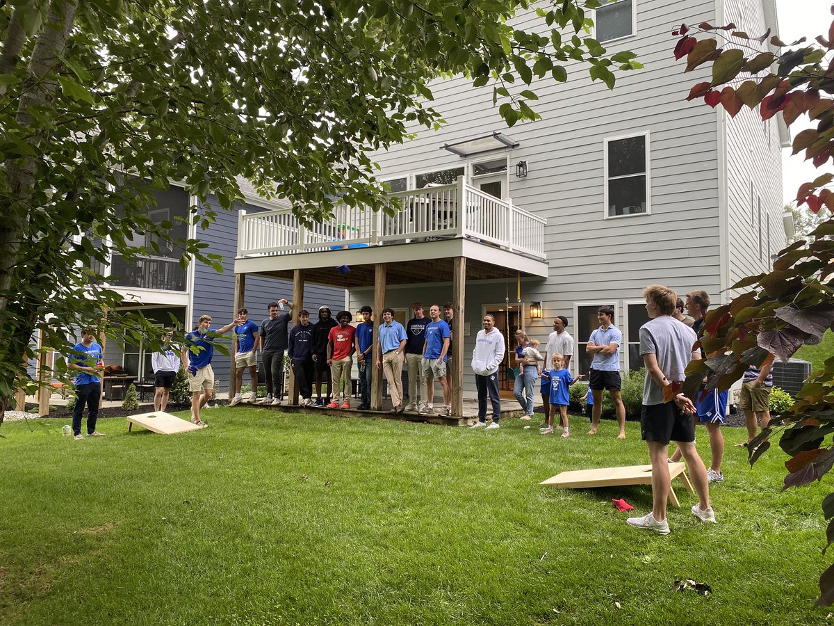 End of year BBQ. Inaugural cornhole tournament champions: Joe Rhyne (‘28) and John Loughlin (‘26).