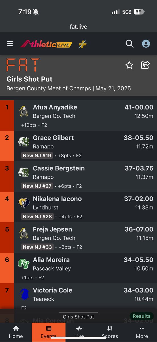 Alia Moreira has a great day in the throws, taking 3rd in disc to improve her school record and 6th in shot 💪🏼