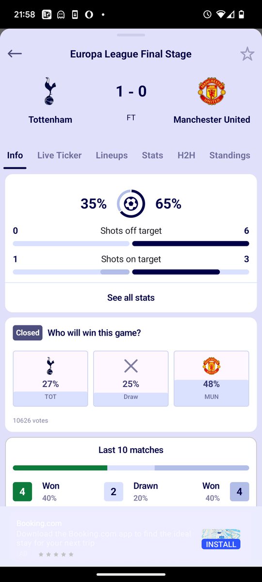 jorgenarnesen's tweet image. Go Spurs!!
Excited to see the lads beat ManU, but also beat the odds... 10k+ of our users made their predictions in our live score service tonight.
Available in @opera and @minipay