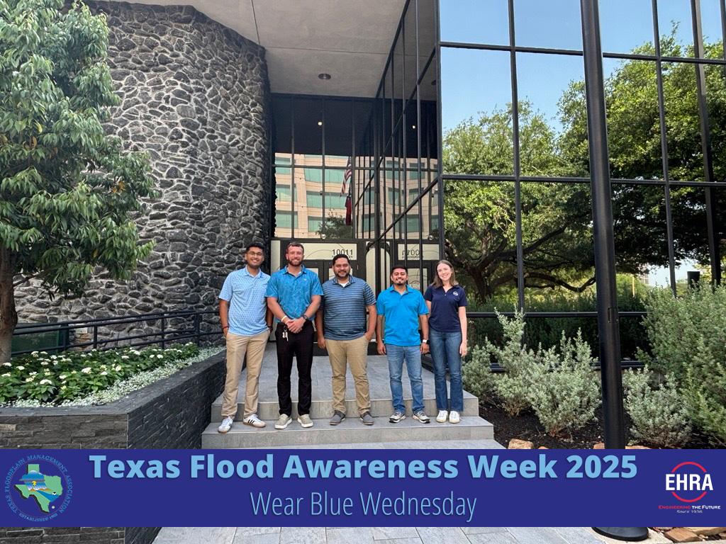 EHRAinc's tweet photo. Today is Wear Blue Wednesday! EHRA Engineering's Hydrology &amp; Hydraulics team members showed their support of Texas Floodplain Management Association (TFMA) Flood Awareness Week by wearing blue! #EHRAEngineering #WearBlueWednesday https://t.co/mqwWCAASwl