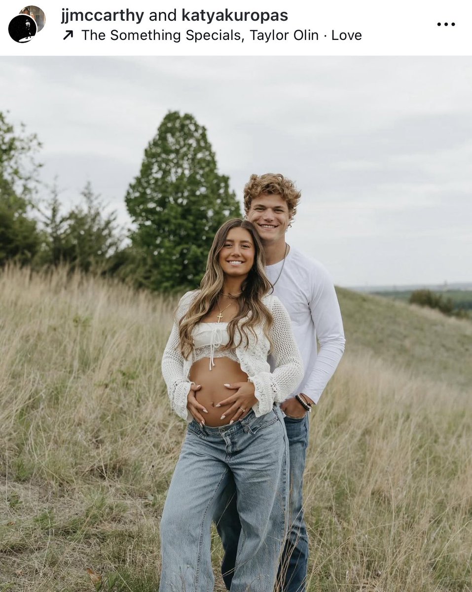JJ McCarthy is going to be a dad, as announced on his IG.  Congrats to him and his fiancée!