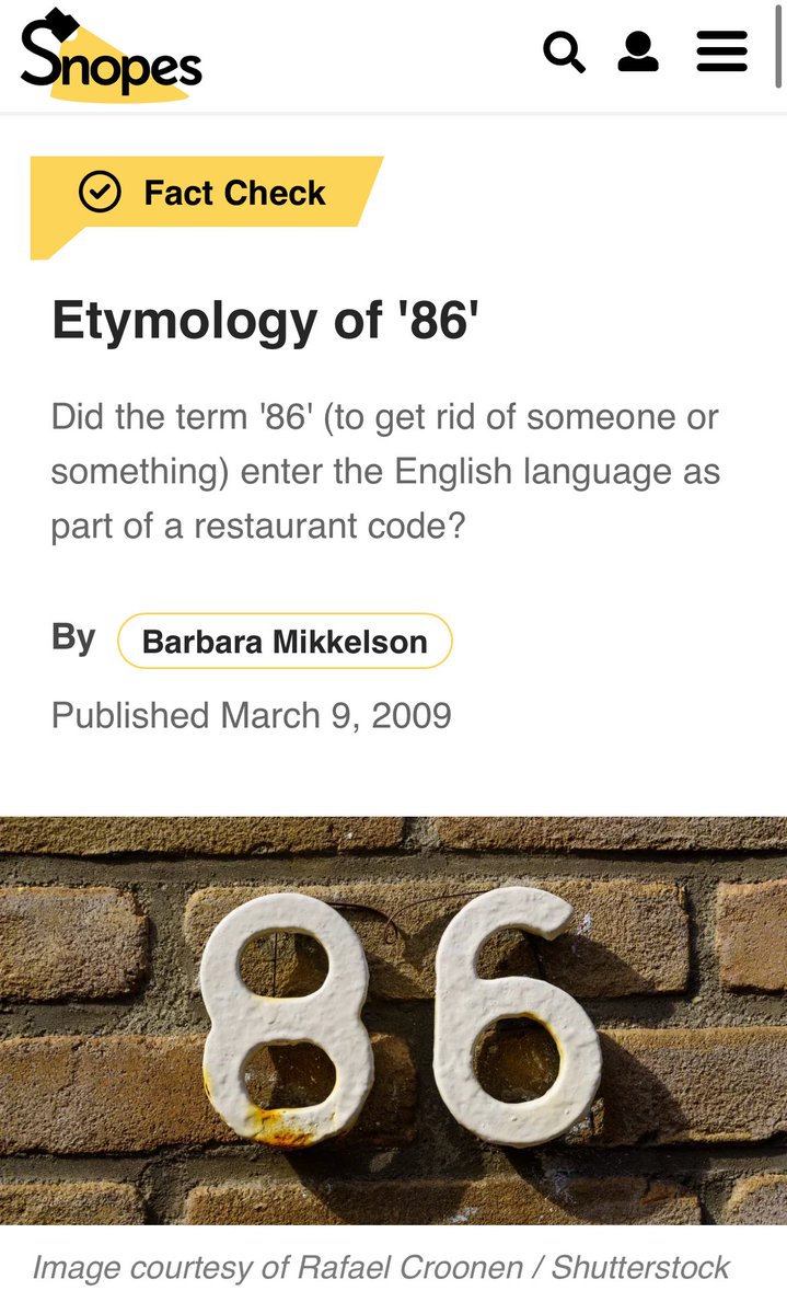 Snopes in 2009.

“86” is associated with “to kill.”

Can’t wait for the fact checking site to stealth edit / delete this.