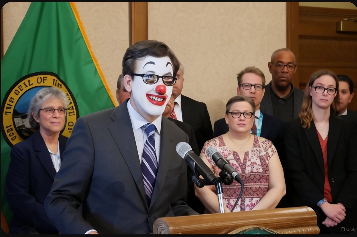 WA states clown of a governor, sideshow Bob Ferguson. I pray the Trump admin arrests, prosecutes, and throws you in gitmo. Can't happen soon enough. 🙏🙏🙏