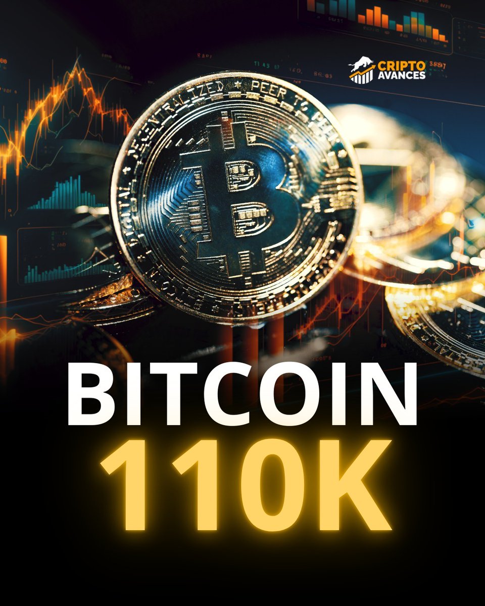 CriptoAvances's tweet photo. 🚨 ¡HITO HISTÓRICO!  💥🚀

#Bitcoin rompe los $110,000 por primera vez 📈
El mercado enloquece y la adopción institucional no se detiene.

¿Hasta dónde puede llegar el rey de las criptos? 👑
#BTC #CryptoNews #BullRun #Bitcoin110K