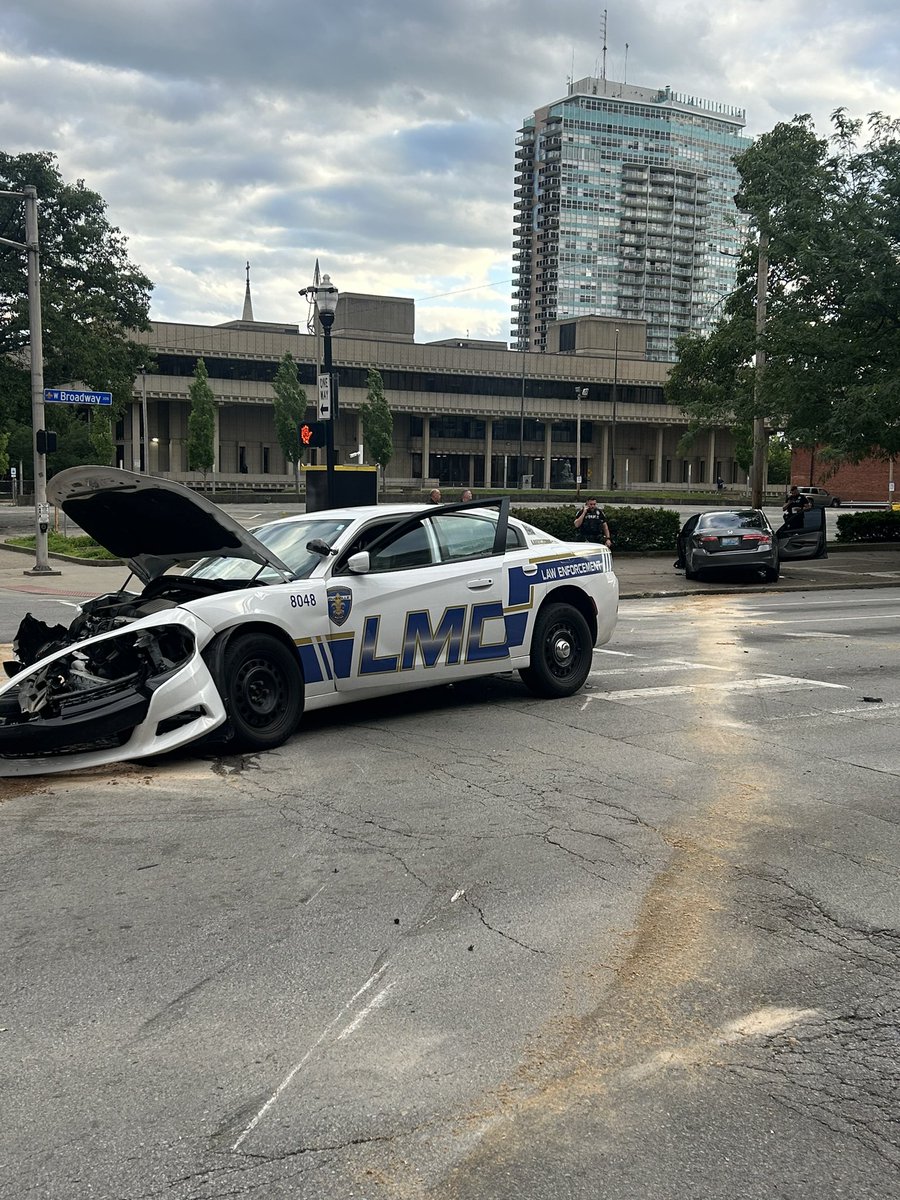 Happening Now: Broadway is closed in both direction at 3rd street in downtown Louisville after a crash involving a Louisville Metro Corrections vehicle and a Honda accord <a href="/WDRBNews/">WDRB News</a> No word yet on injuries or what caused the wreck.